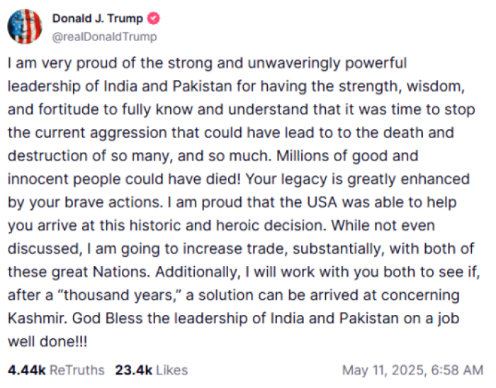 Trump Congratulating India And Pakistan