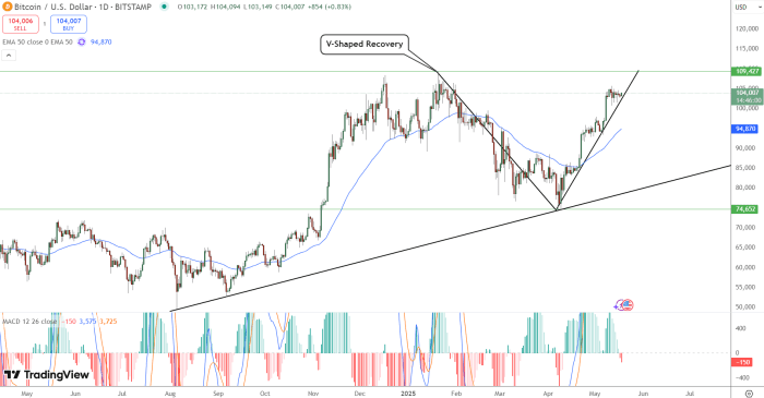 Bitcoin V-Shaped Recovery On Tradingview