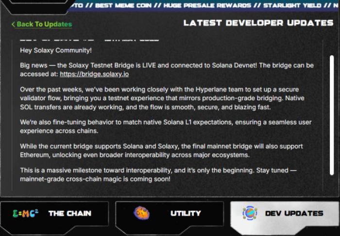 Solaxy Testnet Bridge
