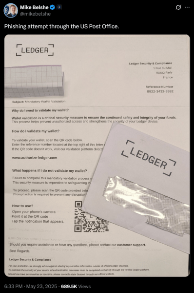 Phishing Scam Involving Ledger.