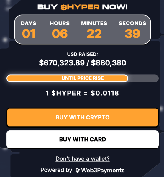 Hyperchain Presale Price.