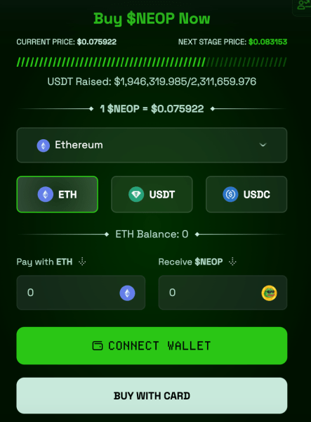 Buy Neo Pepe In The Presale Phase.