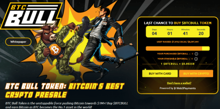 Btc Bull Token Presale Page