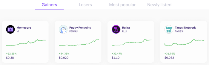 Top Gainers On Binance Exchange.