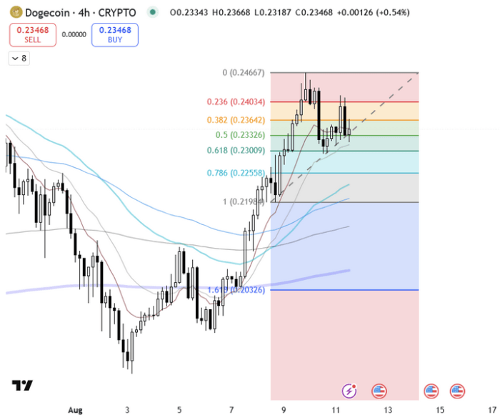 $Doge Technical Analysis: Fib Bounce On 4-Hour Chart