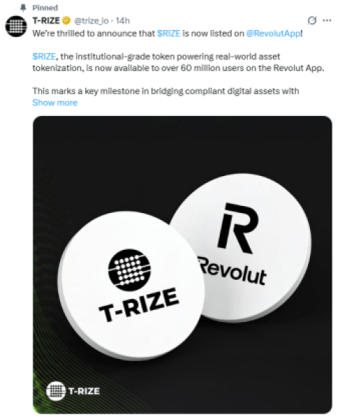T-Rize Announced Being Listed On Revolut.