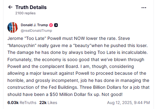 1755129135 764 Bitcoin Climbs Toward 121K Amid Trumps Legal Threats Against Powell-Bitrabo