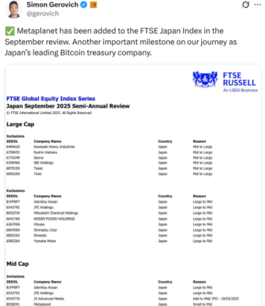 Tokyo'S $2B Bet: The Surge Of Bitcoin Hyper ($Hyper)-Bitrabo Simon Gerovich Tweet About Ftse Index Inclusion.