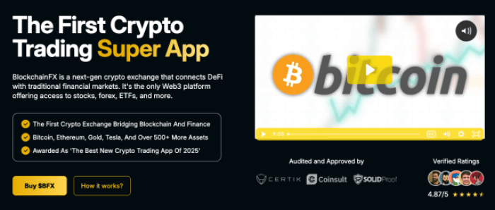 Top Presales To Explore Before Wlfi Token Goes Live September 1-Bitrabo Snippet Of The Blockchainfx Website.