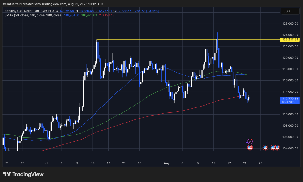 Btc Consolidates Below Key Levels | Source: Btcusdt Chart On Tradingview