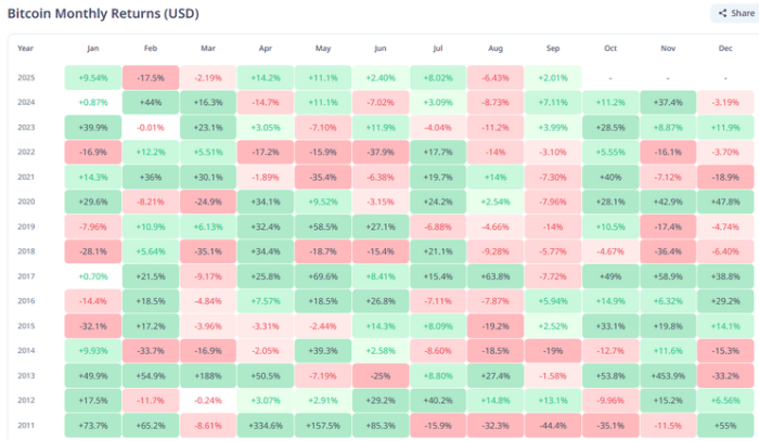 Bitcoin Performance Chart
